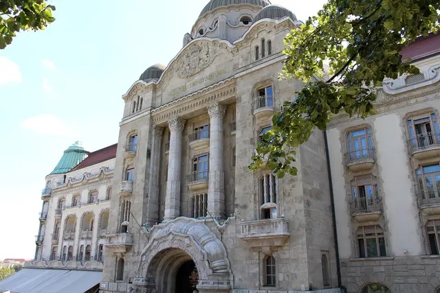 The Art Nouveau facade of the Gellért Hotel and Baths with its domed roof