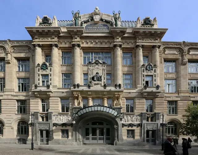 The renovated Art Nouveau facade of the Liszt Ferenc Academy of Music