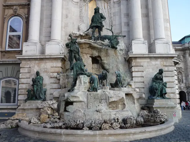 The bronze Matthias Fountain depicting a royal hunting scene in the Buda Castle courtyard