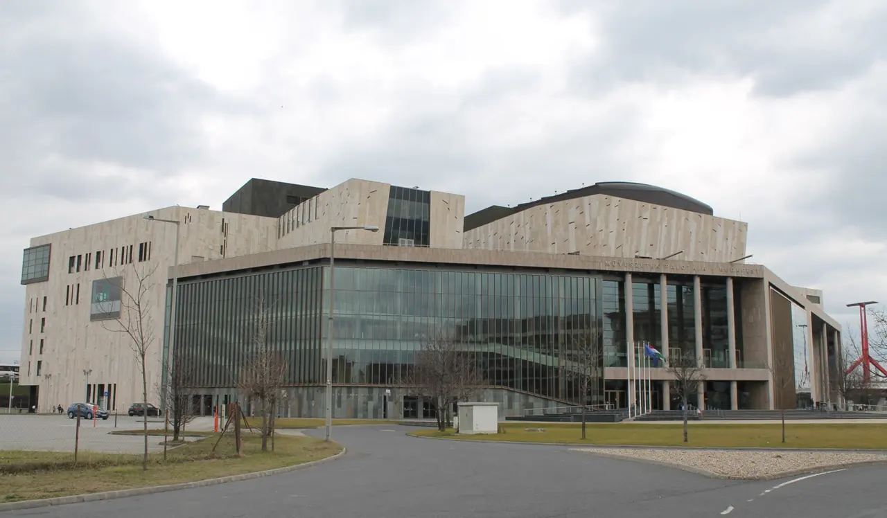 The stone-and-glass Müpa Budapest arts centre on the Danube bank