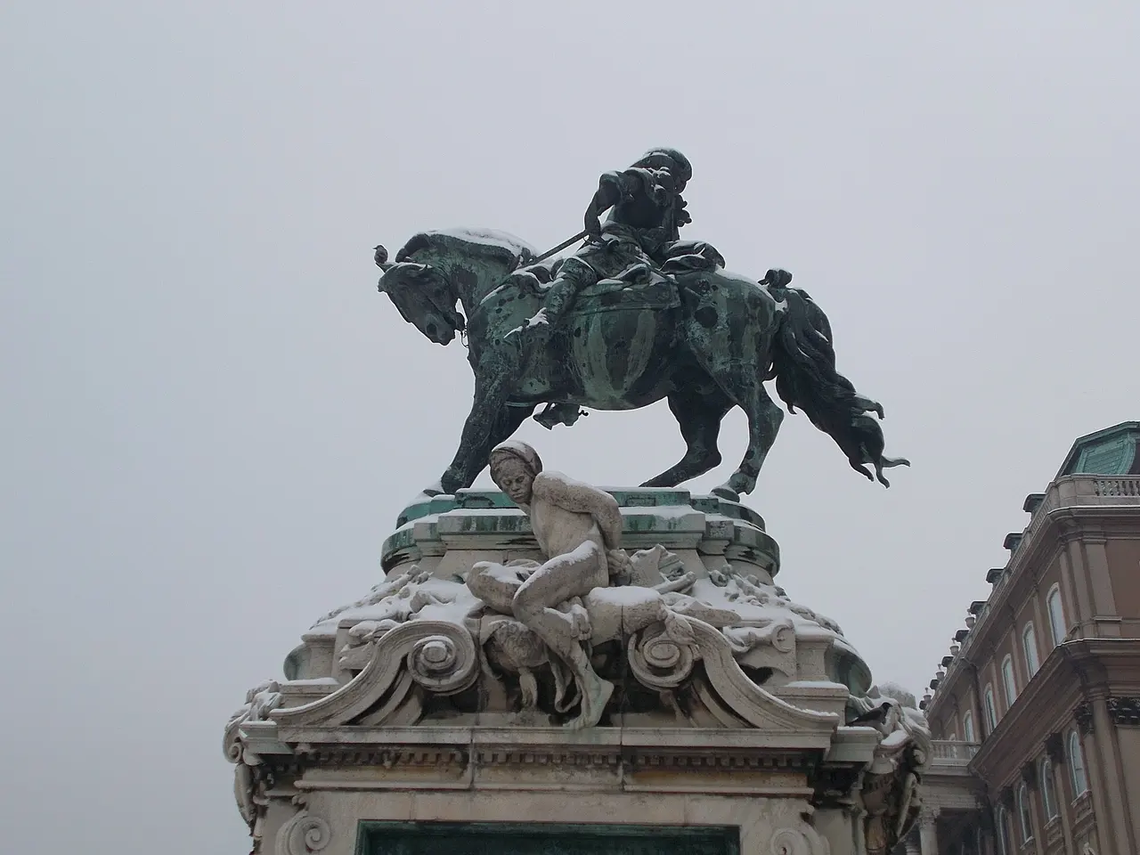 The bronze equestrian statue of Prince Eugene of Savoy on the Savoyai Terrace