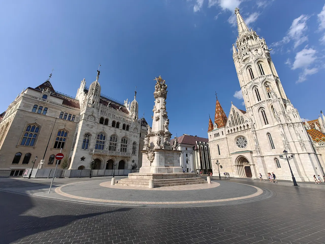 The Holy Trinity Column on Trinity Square with Matthias Church rising behind it